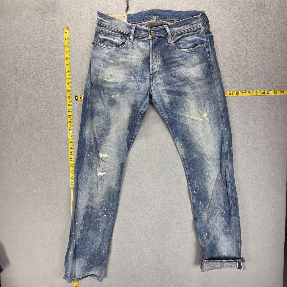 Polo Ralph Lauren Jeans Mens 32x32 Blue Selvedge Slim Straight Zip Fly